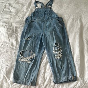 Wild Fable distressed Denim Overalls Like New XXL